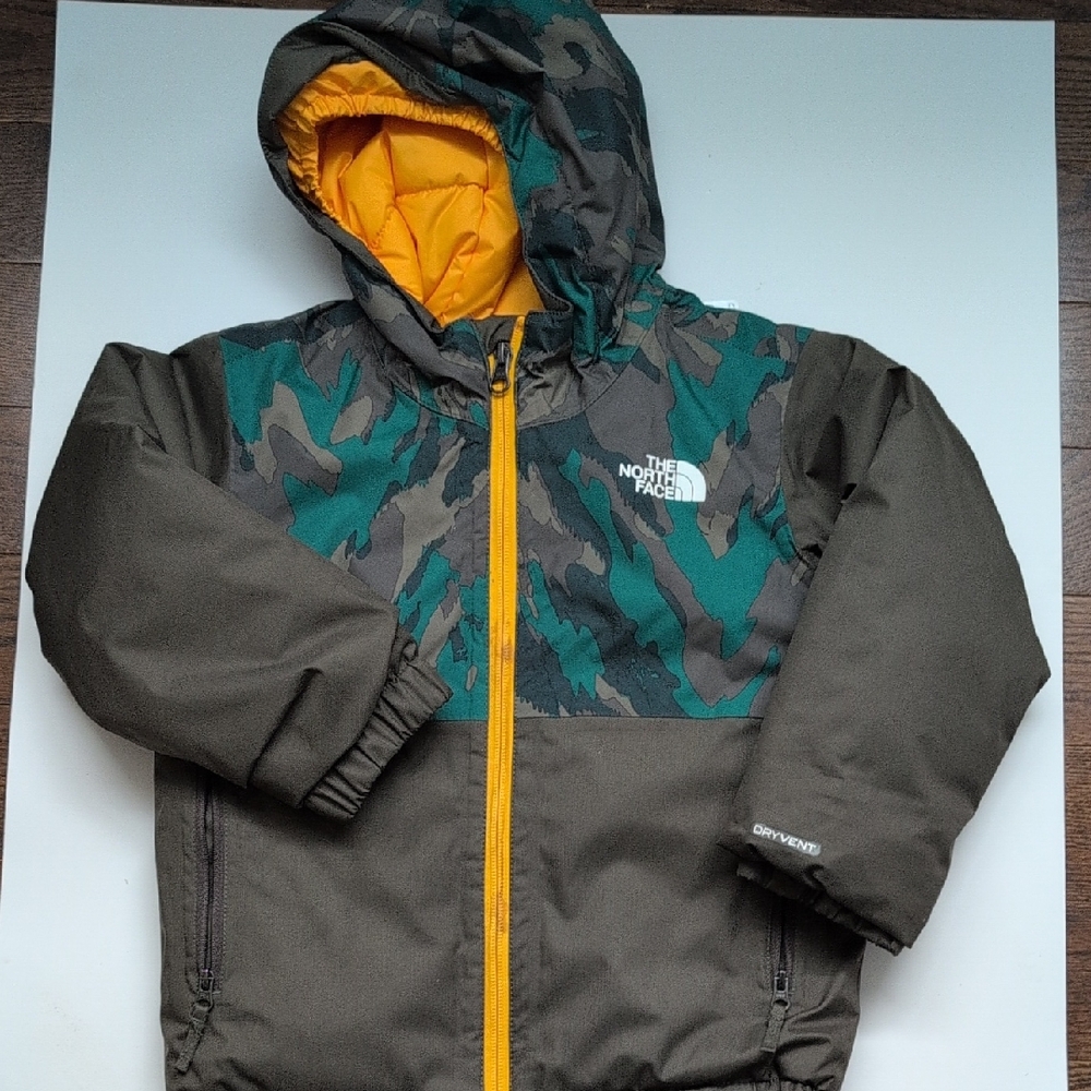 The North Face Green and Yellow Camouflage Jacket